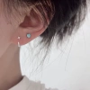 Pure silver colored zircon magnetic ear studs for ear piercing earrings, a trendy and simple design for women details Picture